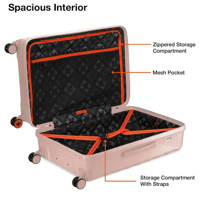 Nasher Miles Vienna Hard-Sided Polypropylene Luggage Set of 3 Peach Trolley Bags (55, 65 & 75 cm) Small, Medium & Large