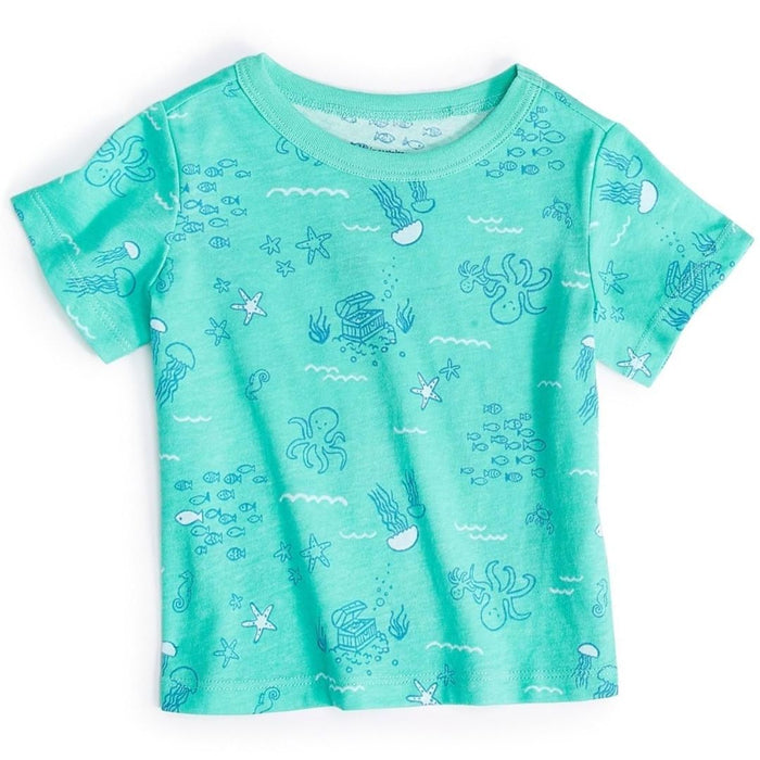 First Impressions - Baby Boys Sea-Print T-Shirt Seaside Green (6M-9M)
