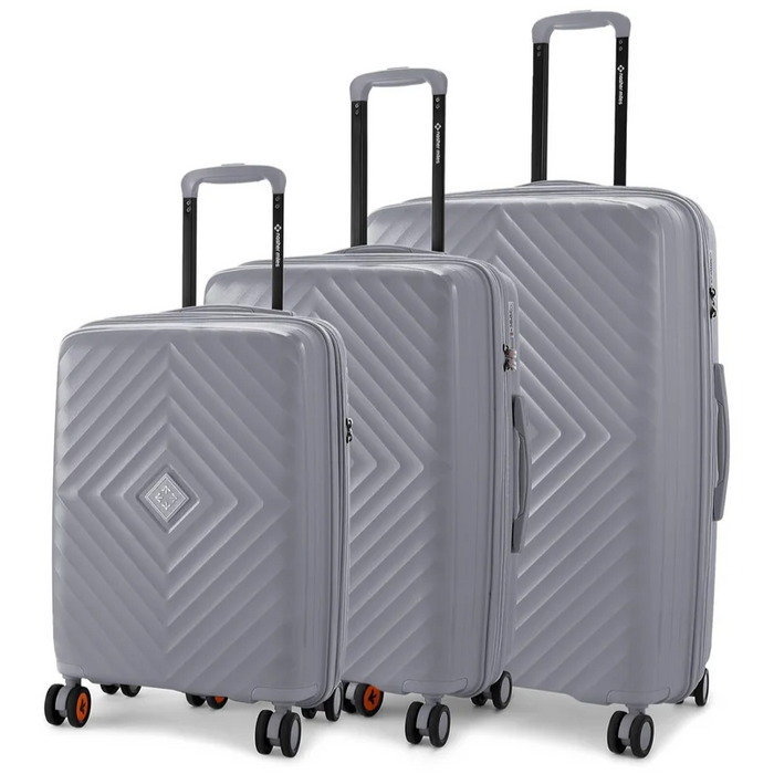 Nasher Miles Antwerp TSA Lock & Expander Hard-Sided Polypropylene Set of 3 Grey Small, Medium & Large Trolley Bags (55, 65 & 75 Cm)