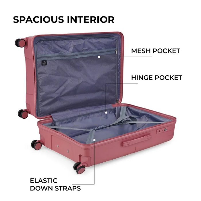 Nasher Miles Singapore Hard-Sided Polypropylene Luggage Set of 3 Rose Gold Trolley Bags (55, 65 & 75 cm)