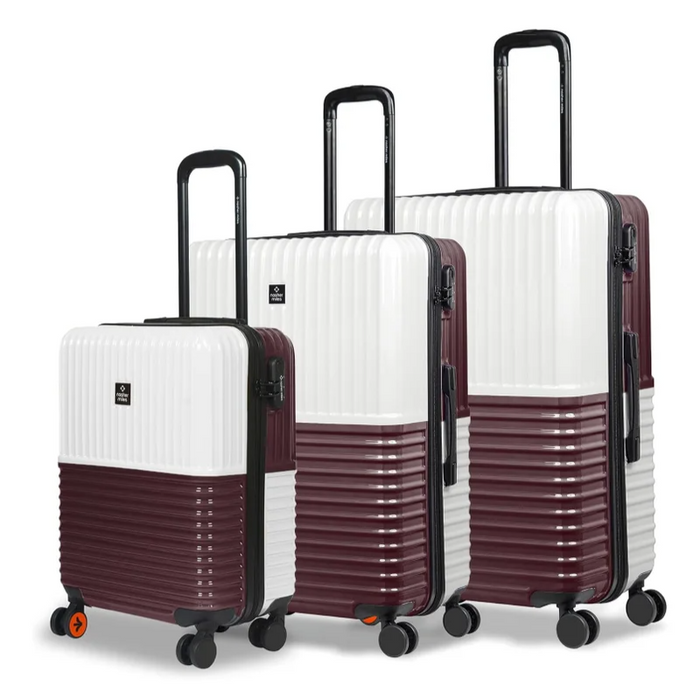 Nasher Miles Istanbul Hard-Sided ABS and PC Luggage Set of 3 Cream Brown Small, Medium & Large Trolley Bags (55, 65 & 75 cm)