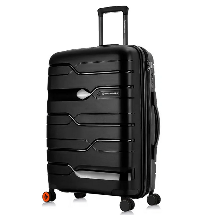 Nasher Miles Paris Hard-Sided Polypropylene Check-in 8 Spinner Wheel Luggage Black 28 Inch | 75 Cm Trolley Bag, Large
