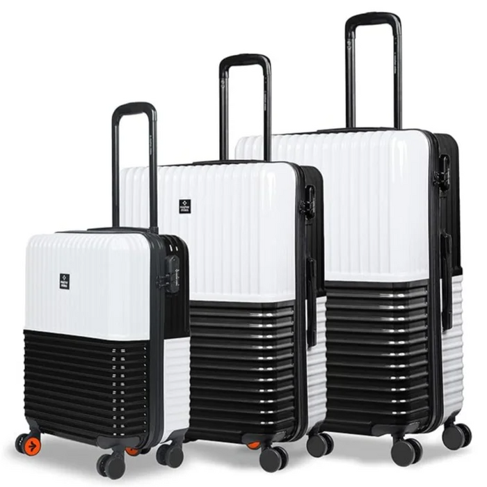 Nasher Miles Istanbul Hard-Sided ABS and PC Luggage Set of 3 Black White Small, Medium & Large Trolley Bags (55, 65 & 75 cm)