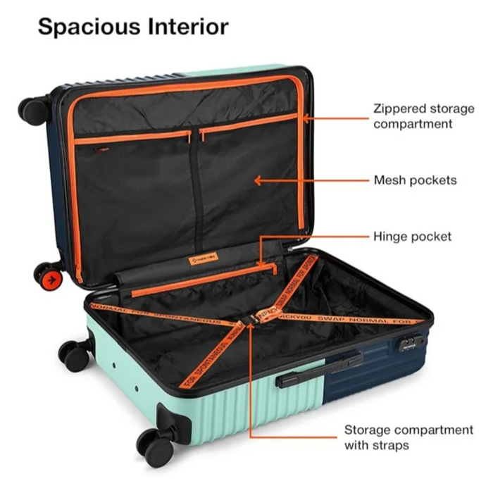 Nasher Miles Istanbul Hard-Sided ABS and PC Check-in Luggage Teal Dark Blue 24 inch |65cm Medium Trolley Bag