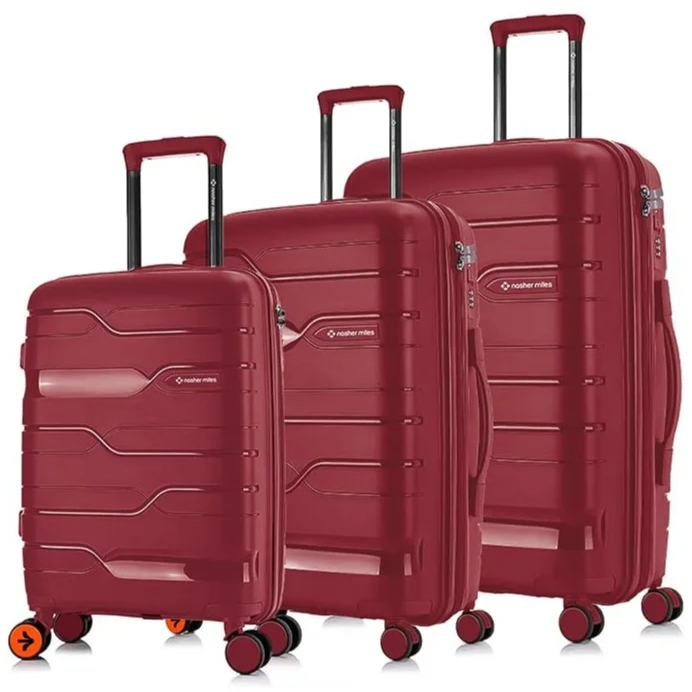 Nasher Miles Paris Hard-Sided Polypropylene Luggage Set of 3 Maroon Trolley Bags (55, 65 & 75 Cm) Small, Medium & Large