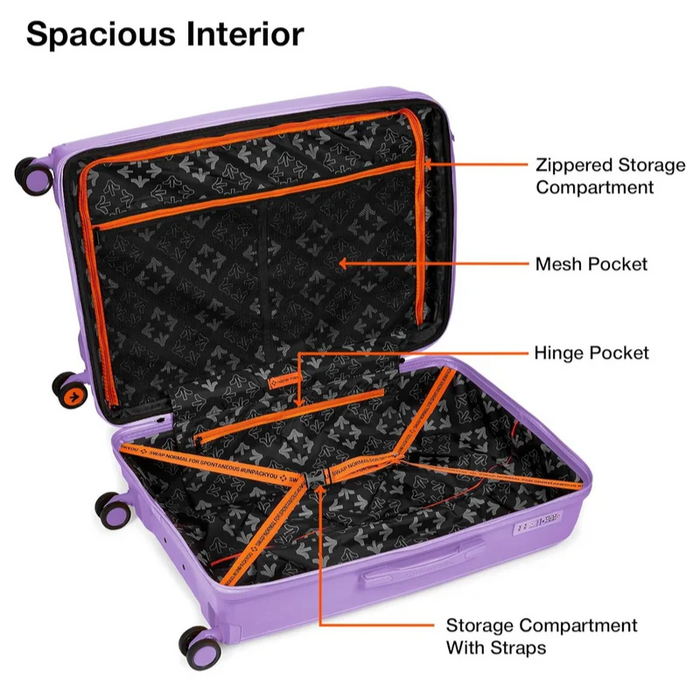 Nasher Miles Antwerp TSA Lock & Expander Hard-Sided Polypropylene Set of 3 Pastel Purple Small, Medium & Large Trolley Bags (55, 65 & 75 Cm)