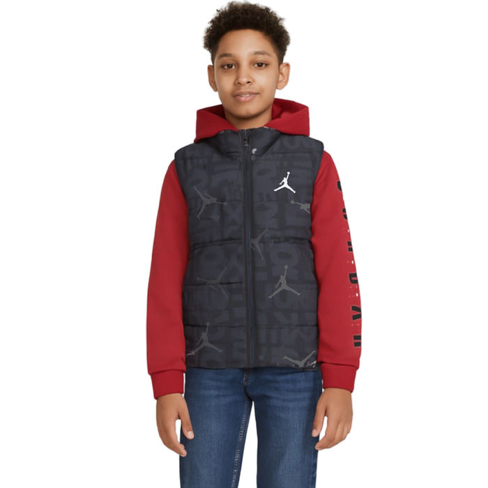Jordan - Little Boys Layered-Look Hoodie Red Large (12-14)