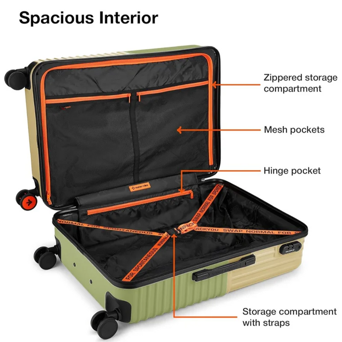 Nasher Miles Istanbul Hard-Sided ABS and PC Luggage Set of 3 Green Yellow Small, Medium & Large Trolley Bags (55, 65 & 75 cm)