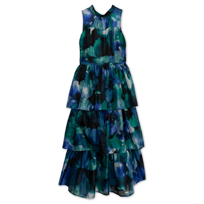 Speechless - Big Girls Floral-Print Ruffled Tiered Sundress BlueGreen (10)