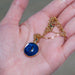 Round Necklace with an Enamel PendantGolden Necklace with Round Enamel Charm.Round Necklace