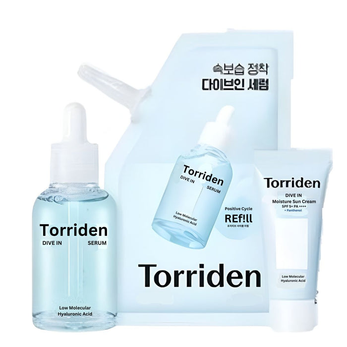Torriden Dive In Serum Low Molecular Hyaluronic Acid 50ml with 50ml Refill + Torriden Dive In Moisture Sun Cream SPF 50+ PA++++Panthenol