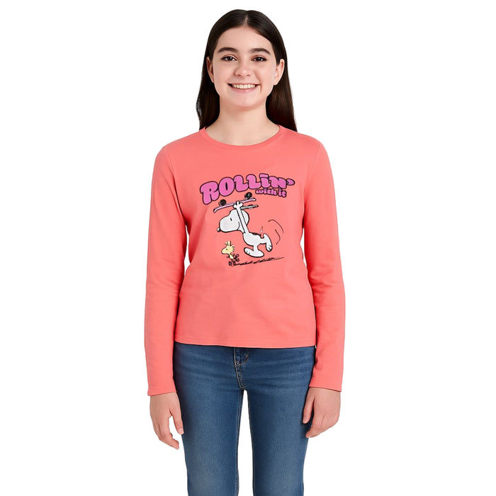 Epic Threads - Big Girls Rollin' With It Snoopy & Woodstock Graphic Long-Sleeve T-Shirt Large (14-16)