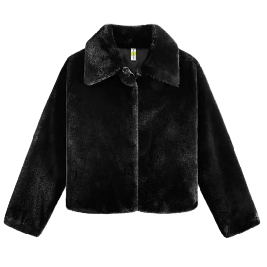 Epic Threads - Toddler Girls Faux-Fur Button-Up Long Sleeves Jacket Deep Black