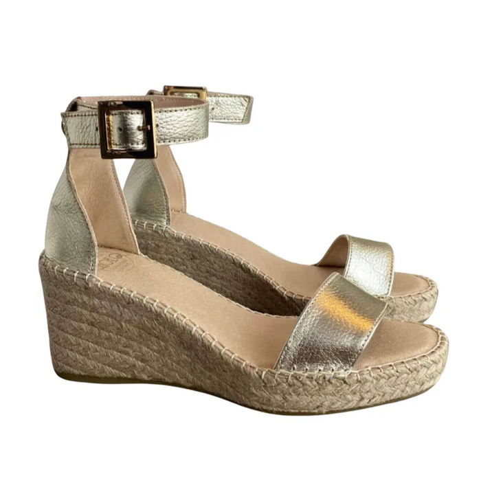 Shoeq - Olivia Espadrille Wedge in Champagne