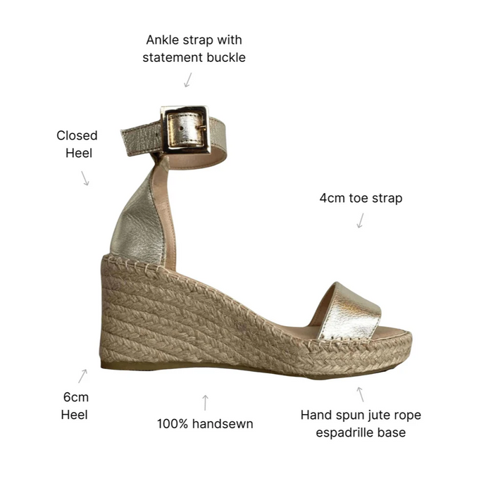 Shoeq - Olivia Espadrille Wedge in Champagne