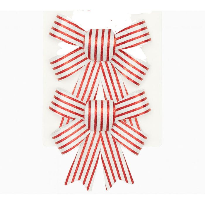 Stripe Red and White Decorative Bow