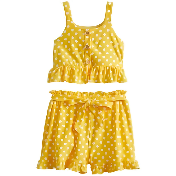 Rare Edition - Big Girls Dotted Print Sleeveless Tank Top with Short Set (16)