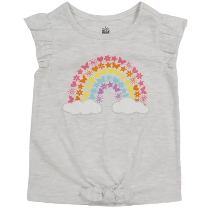 Kids Headquarters - Toddler Girl Ruffle Short Sleeve Top Gray Heather