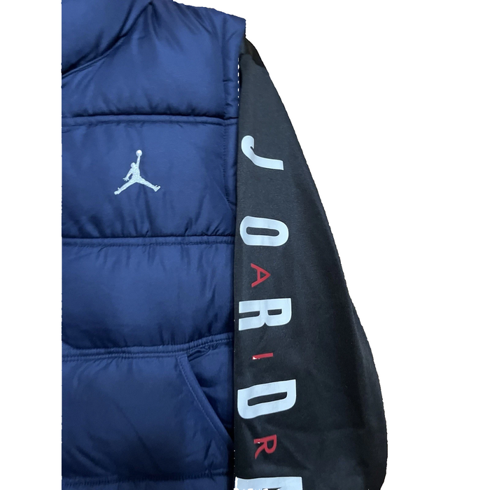Jordan - Little Boys Layered-Look Hoodie Midnight Navy