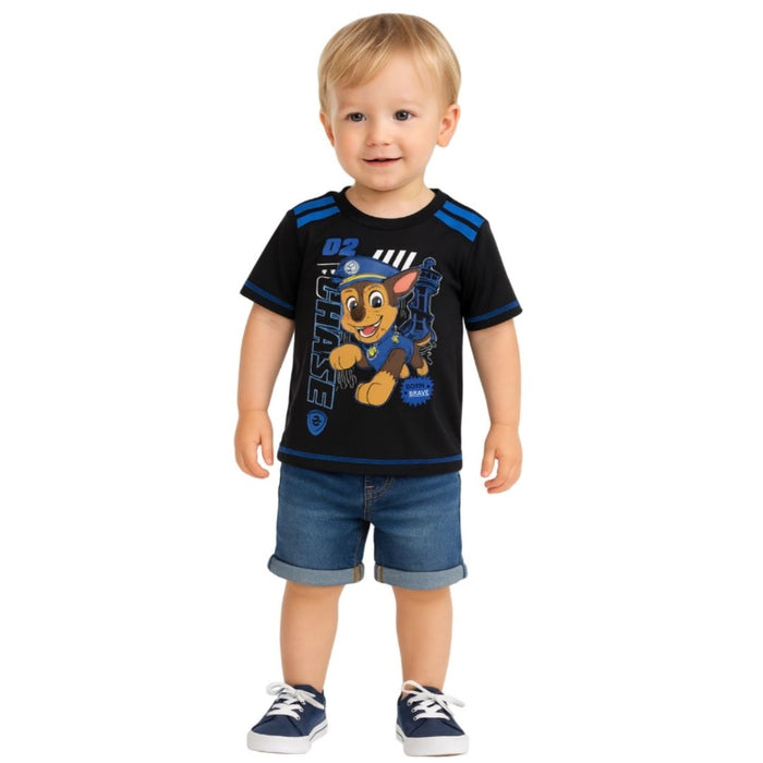 Paw Patrol -Toddler Boys T-Shirt Born Doggy Brave Print Navy (2)